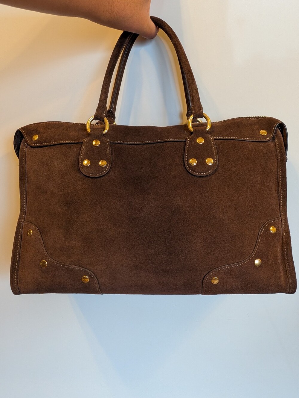 Coach Rhyder 38 Suede Satchel - Dark Chocolate - Picture 2 of 15